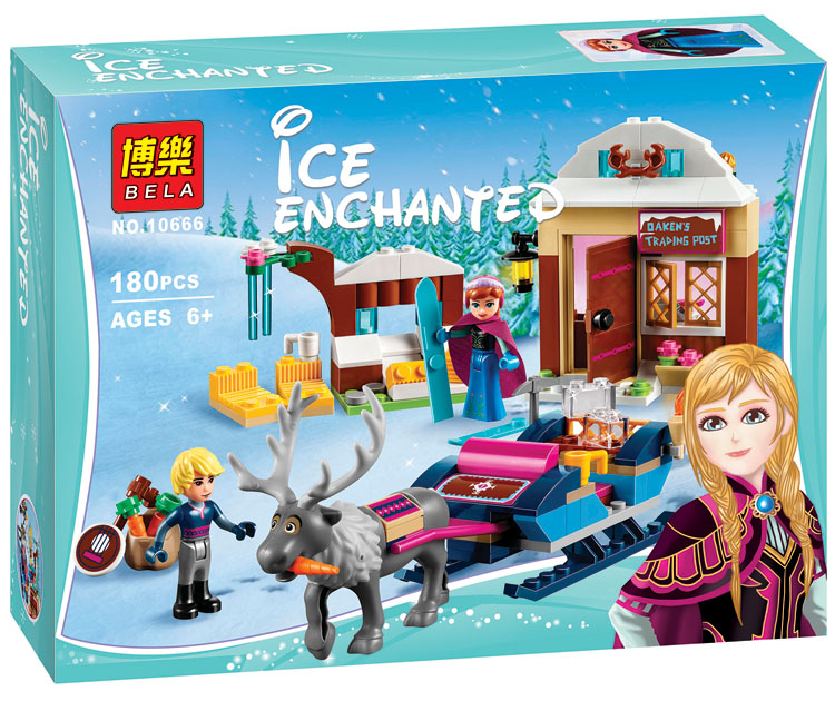 《博乐10666》冰雪奇缘 安娜与克斯托夫的雪橇探险 益智积木
